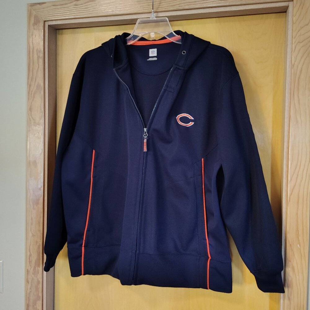 NFL Chicago Bears Hoodie Mens Navy Blue Full Zip Front Pockets